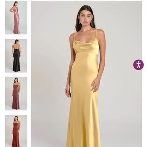 Jenny Yoo Yellow Satin Maxi Dress
